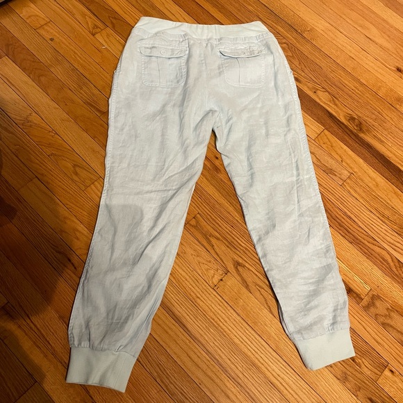 NWT Linen Performance Mint Tapered Skinny Trousers Summer Casual work Drawstring - Picture 4 of 9